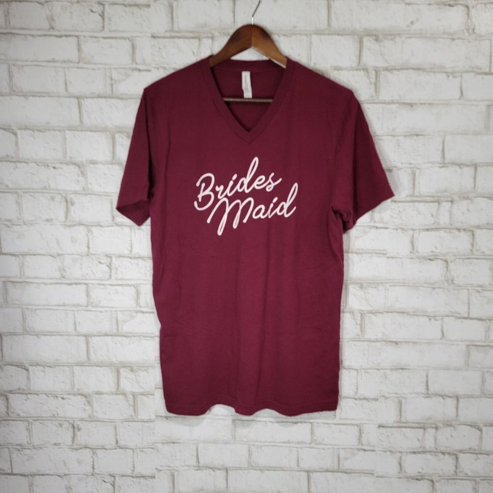 Bridesmaid short sleeve maroon tee